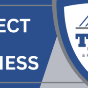 Professional banner for Tusing Builders titled "PROTECT YOUR BUSINESS," representing expert solutions for commercial roof maintenance in Akron.